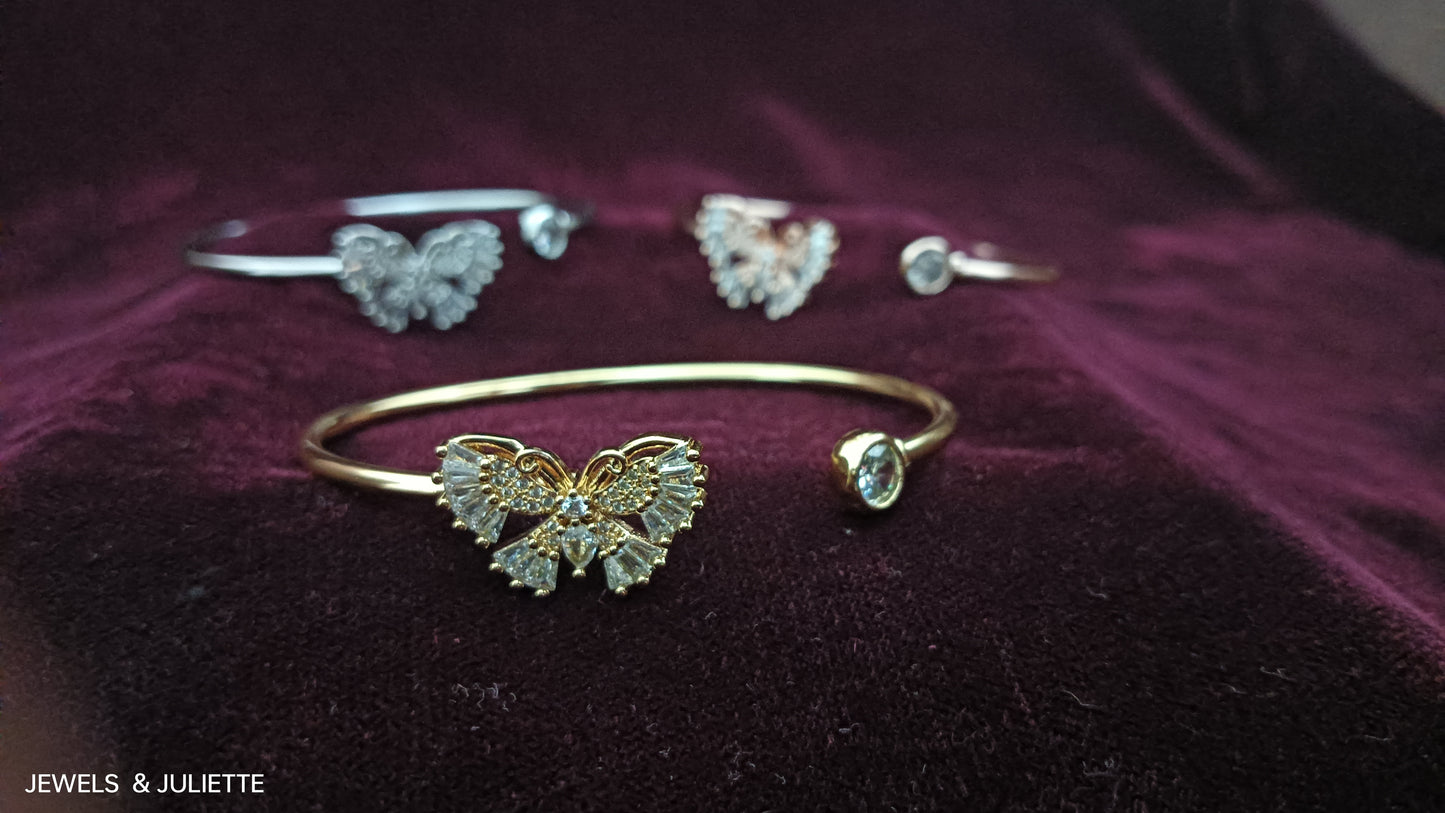 Butterfly open bangle bracelet