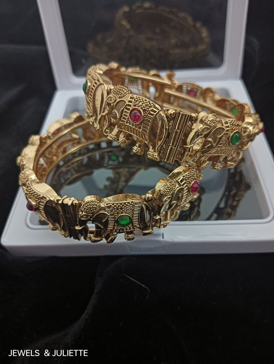 Antique Gold Elephant Bangles