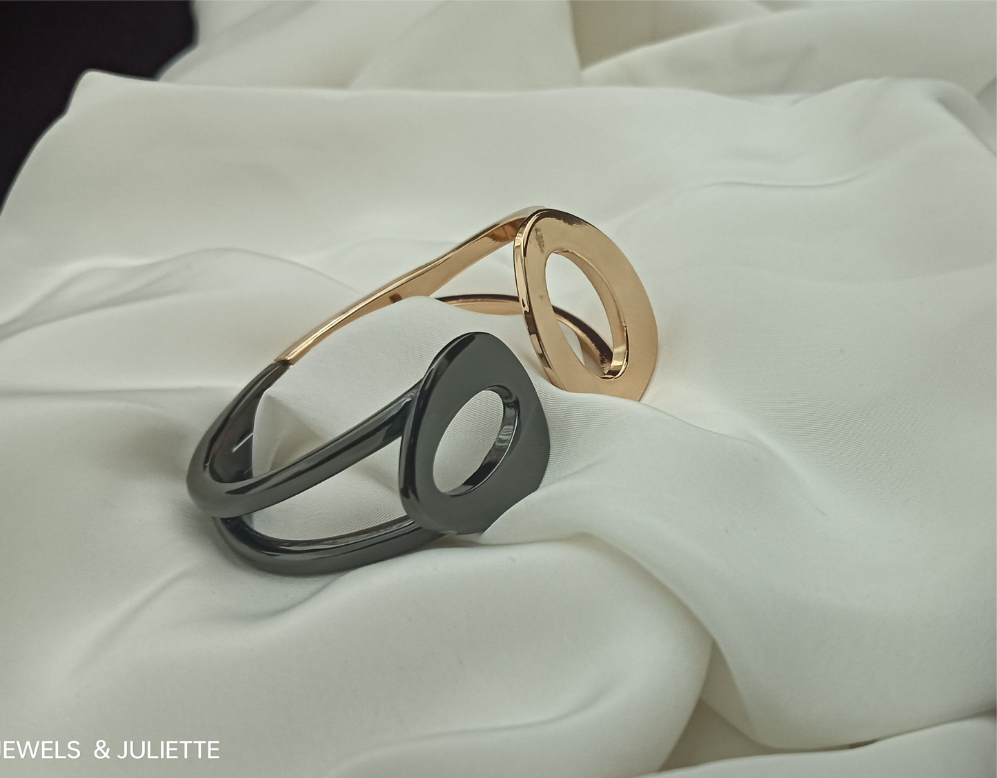 Contemporary Dual-Tone Loop Cuff Bracelet