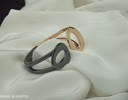 Contemporary Dual-Tone Loop Cuff Bracelet